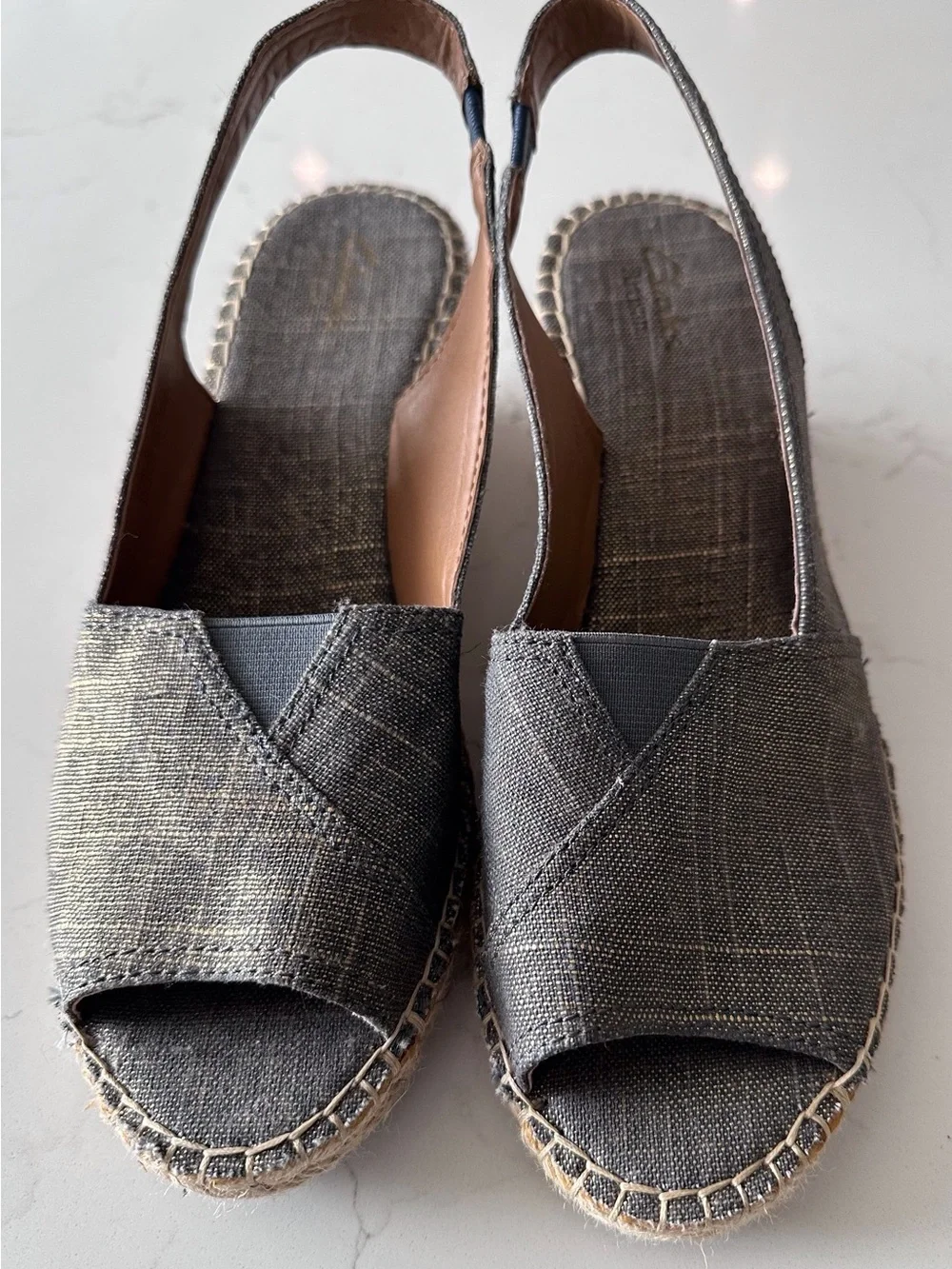 Clarks Gray Open-Toe Slingback Espadrilles